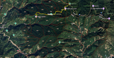 左下角紅點為本次發現黑熊入侵工寮地點